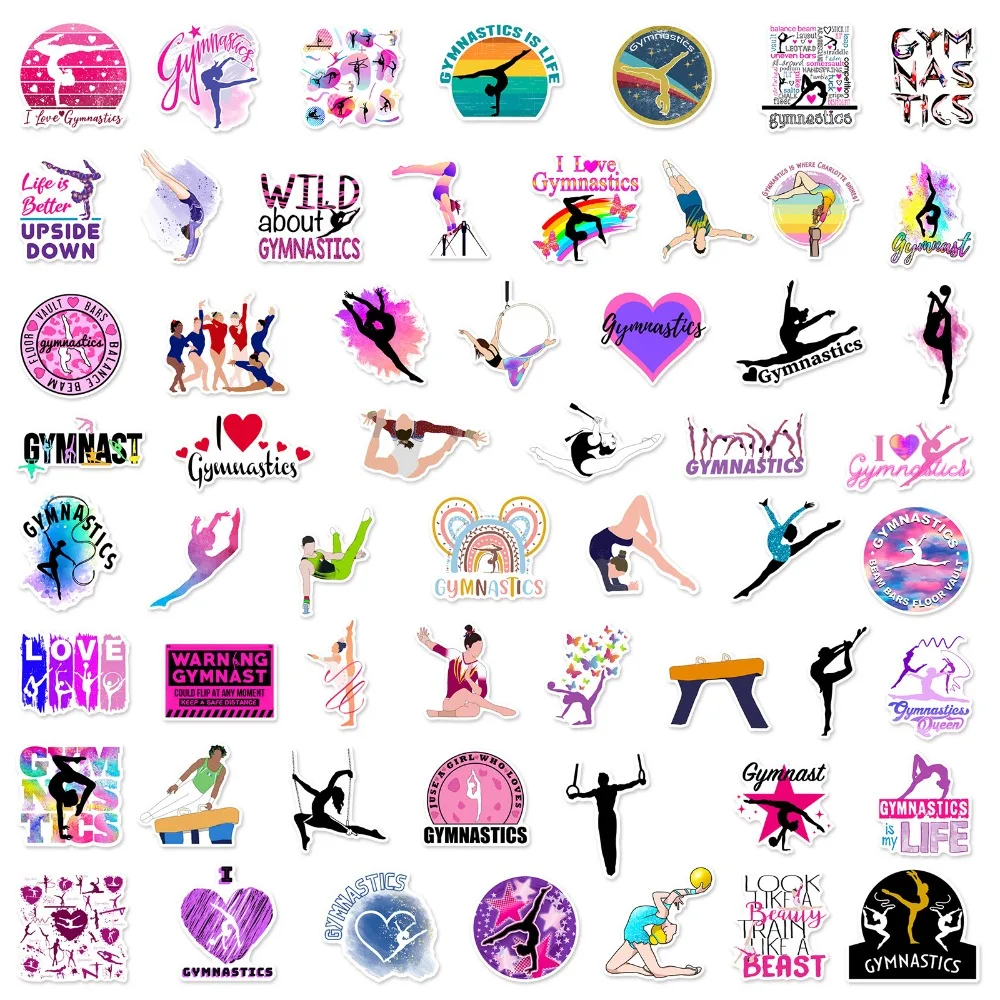 Imagem -04 - Ginástica Graffiti Adesivos para Faça Você Mesmo Scrapbooking Decalques Esportivos Telefone Laptop Mala Garrafa de Água Capacete 10 Pcs 25 Pcs 50 Pcs