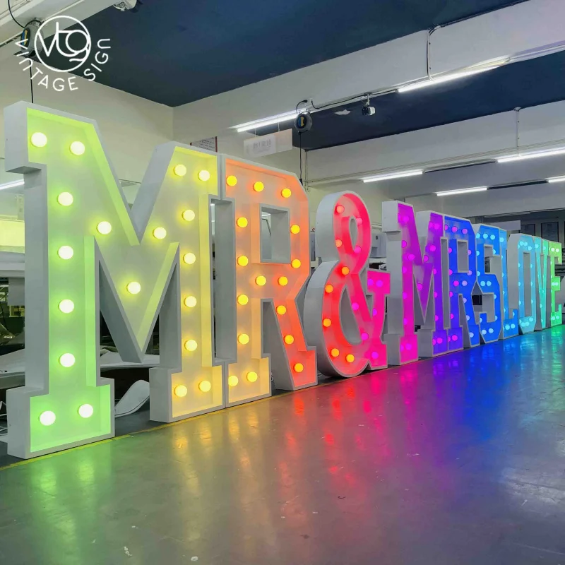 (customized)4FT RGB MR MRS Marquee Letters Marquee Bulbs Light Up Numbers 5ft With Factory Prices