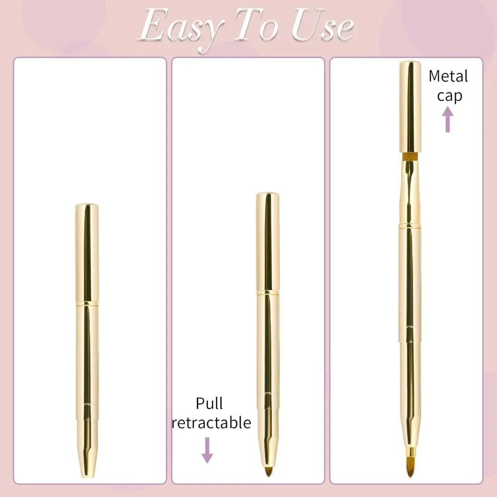 Confezione da 2 pennelli per labbra retrattili per rossetto Lucidalabbra Pennelli per trucco labbra a doppia estremità con cappuccio Pennello per rossetto Applicatore per balsamo per labbra