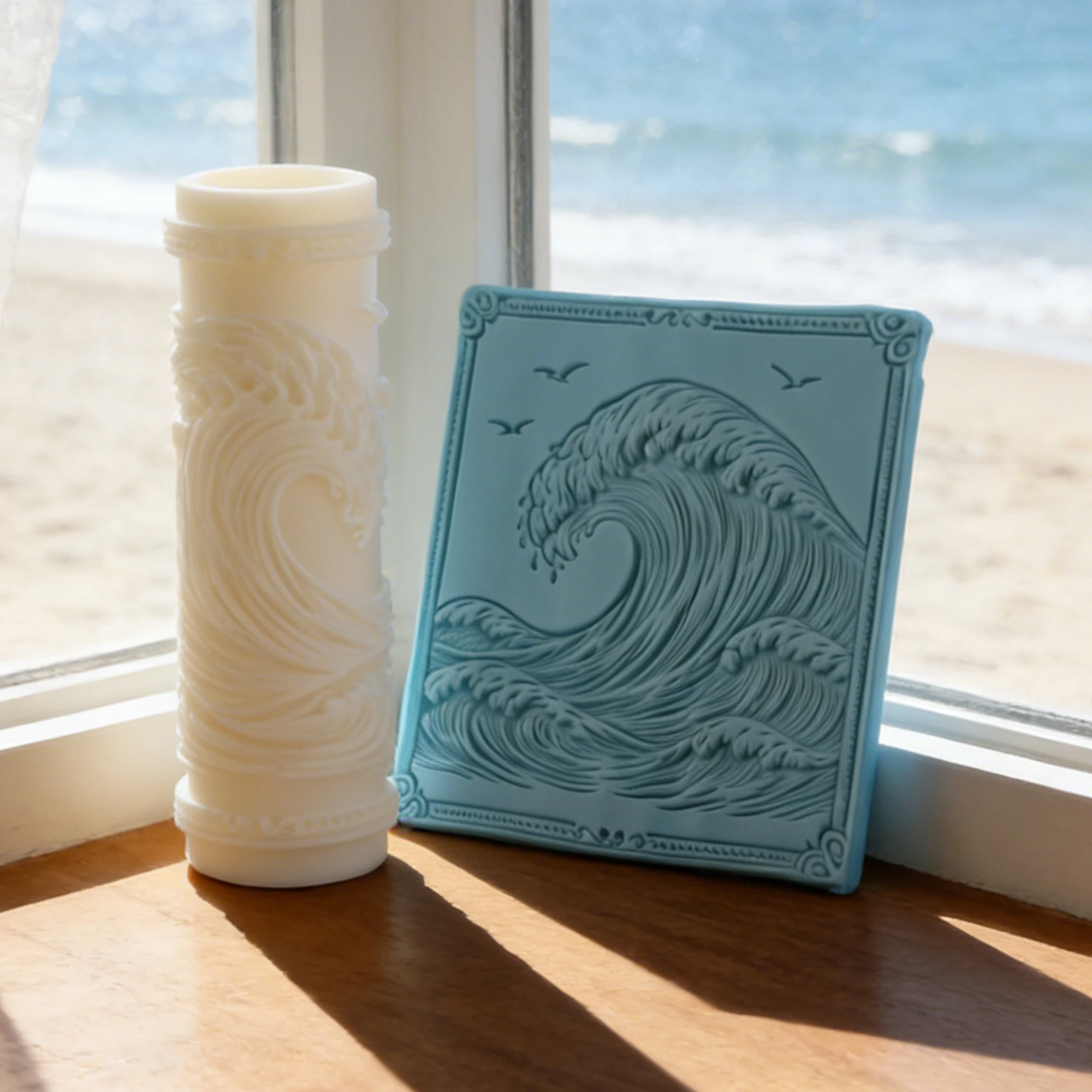 Rodillo de Relieve con Diseño de Olas del Mar, Rodillo de Textura con Patrón de Olas para Arcilla, Cerámica, Yeso, Manualidades, Herramienta de Relieve