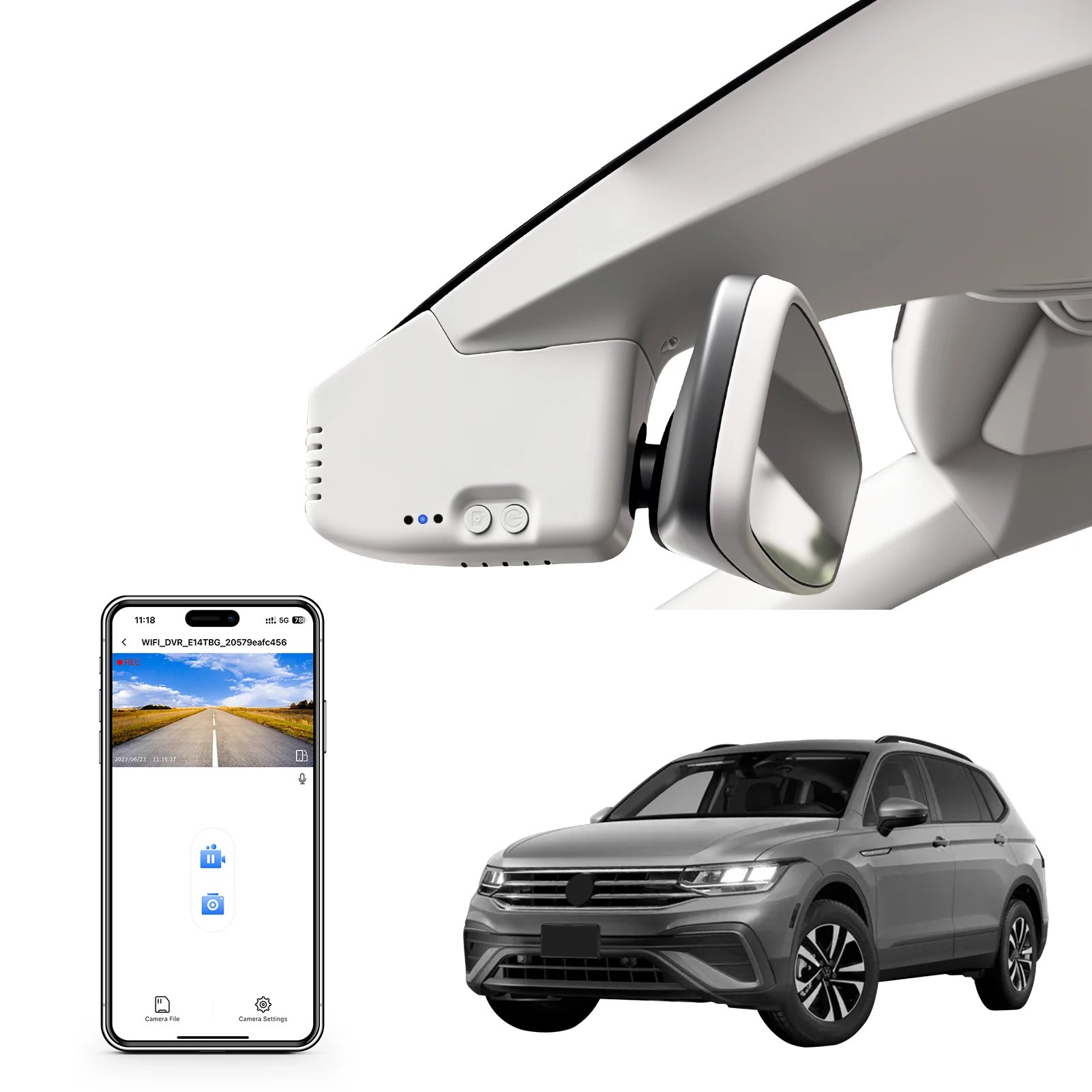 Mangoal 4K Dashcam voor Volkswagen Tiguan Gen2 AD/BW Dashcam (Model A/B) 2018-2024 GPS WiFi App Recorder 64GB/128GB kaart