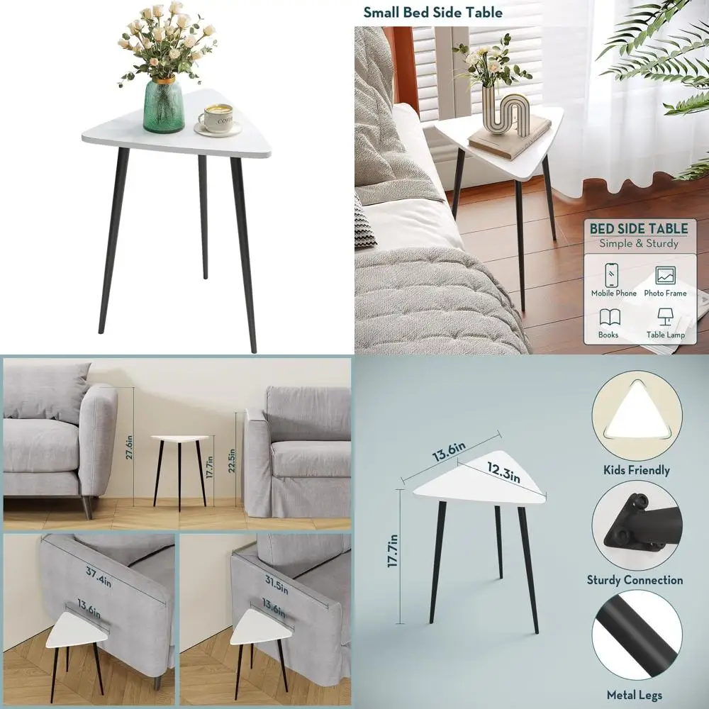 

Компактный деревянный приставной столик для гостиной или спальни, идеально подходит для небольших помещений, 13,5 (ширина) x 12,3 (глубина) x 17,7 (высота) см.