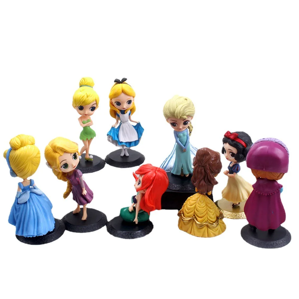 In Stock Disney Princess Cute Anna Elsa Cinderella Alice Ornament Model PVC Toy Fashion Decor For Girl Birthday Christmas Gift