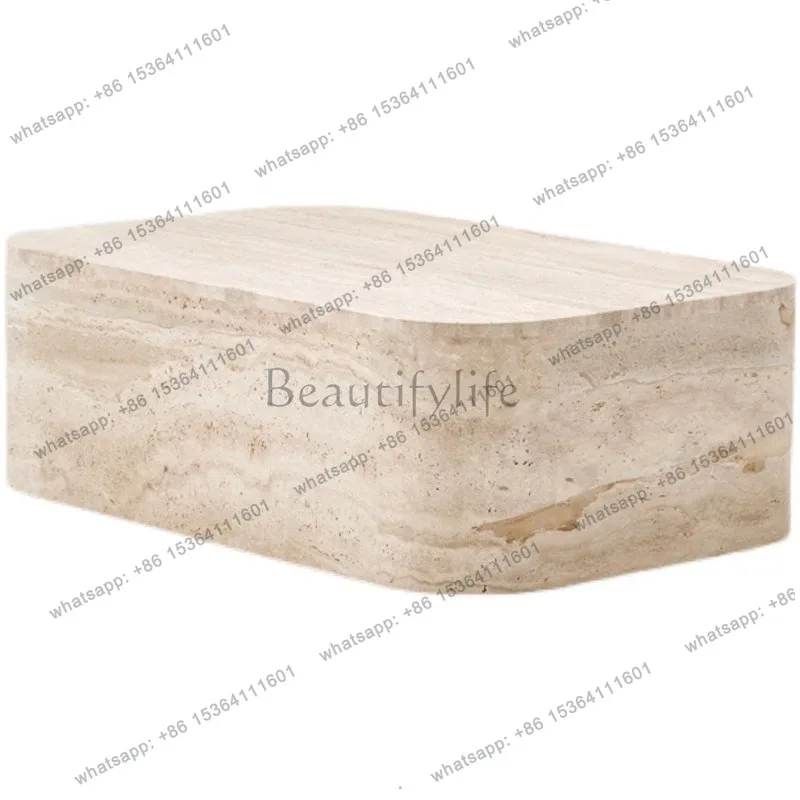 YJ Natural travertine rectangular coffee table light luxury modern simple living room sofa side coffee table