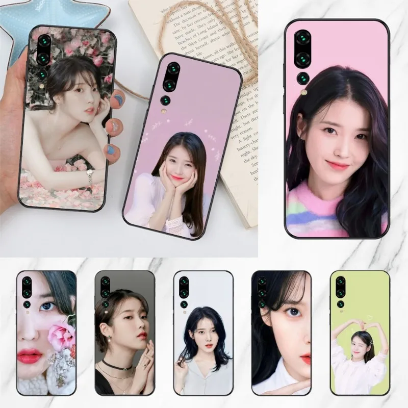 IU Lee JiEun Smart Phone Case for Huawei P50 P40 P30 Pro Lite P Smart 2021 2019 Magic 3 Black Soft Phone Cover Funda