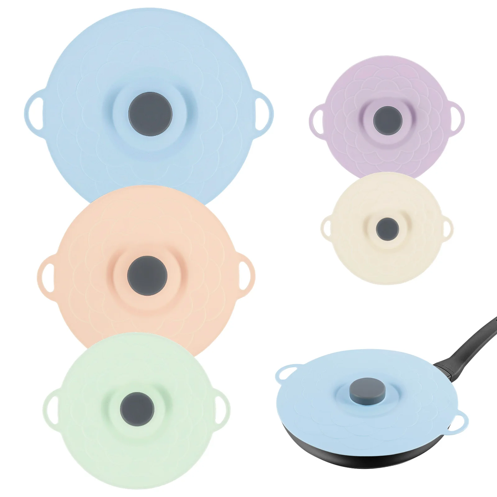 Juego de cubiertas de silicona para alimentos frescos, cubierta para cuencos de microondas, tapa de olla sellada para cocina, a prueba de derrames, reutilizable, para almacenamiento de cocina, 5 uds.
