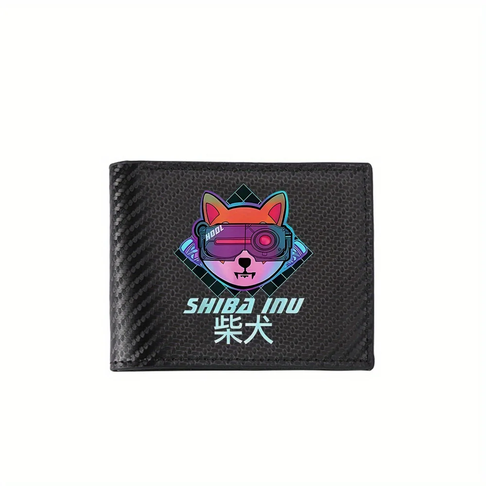 Shiba Inu VR Dog Cyberpunk Logo Men's Wallets Simple Business Modern Stylish Printing Design Gifts For Father Boyfriend Christma