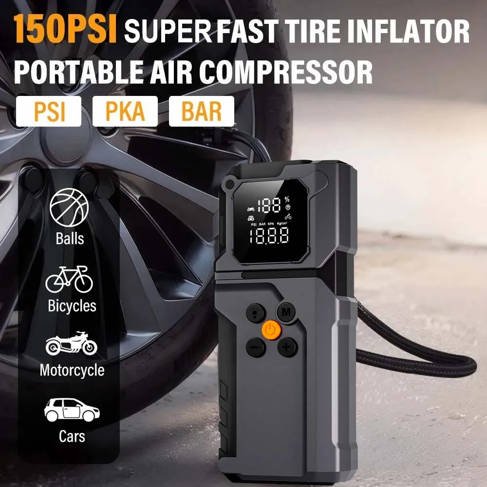 GKFLY 5000A Car Jump Starter 59.2Wh Power Bank With Tire Inflator LED Flashlight 12V Auto Battery Booster For Gas Diesel Vehicle view 3