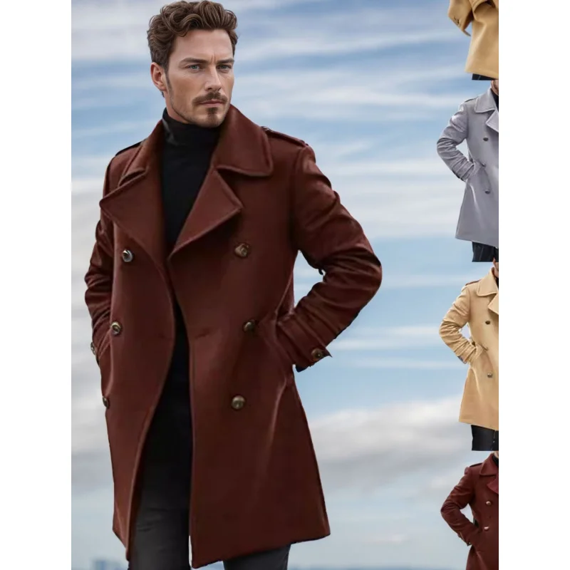 

Autumn and Winter New Independent Station European Size Thickened Dragon and Phoenix Woolen Men's Suit Coat Double Breasted Coat