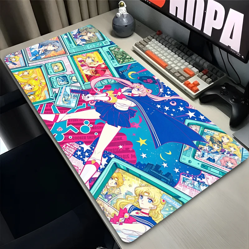 Colorful E-sports Mouse Pad S-Sailor Moons Computer Desk Mat Large Gaming Mousepad Anime Keyboard Pad Cute Decorative Mausepad
