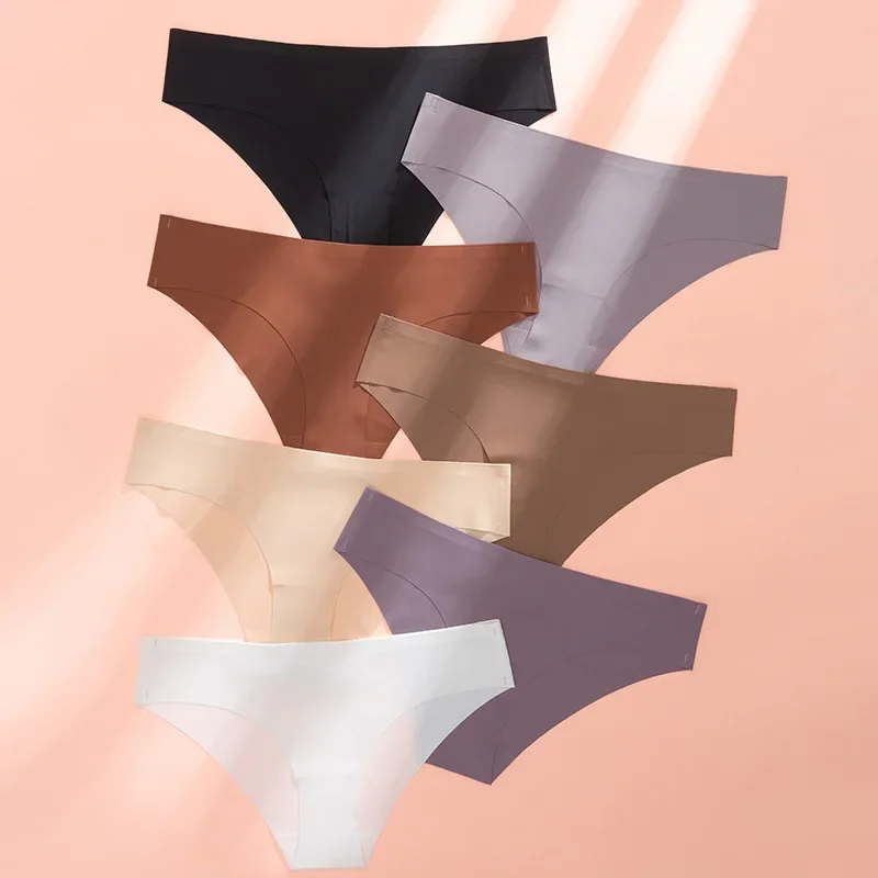 2024 Hot Sale New Design Laser Cut Ladies Low Waist No Trace Panty Women Comfortable Ice Silk Invisible Seamless Panties