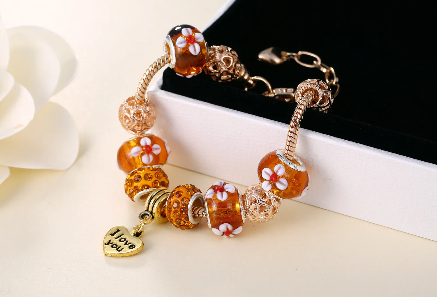 Gold handmade quenched glass bracelet, popular in foreign trade bracelets