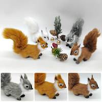 Mini Simulation Squirrel Animal Ornament Christmas Table Decorations Children Birthday Gift Cute Squirrel Miniatures Craft
