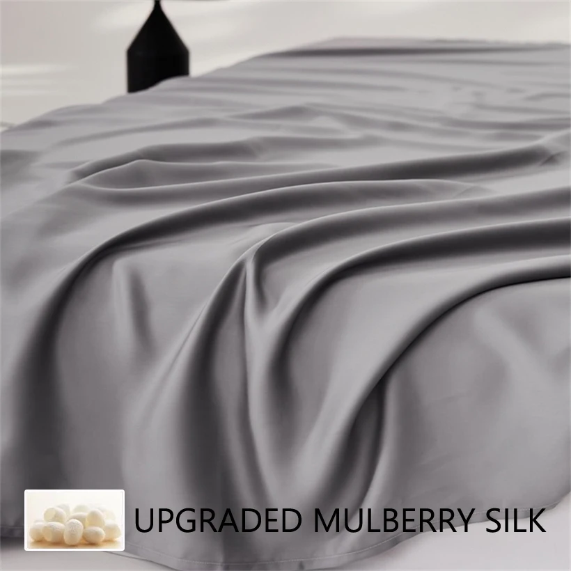 Smooth Mulberry Silk Fitted Sheet High End 100% Silk Mattress Cover with Elastic Bands for Single Double Queen King Bed 160/200