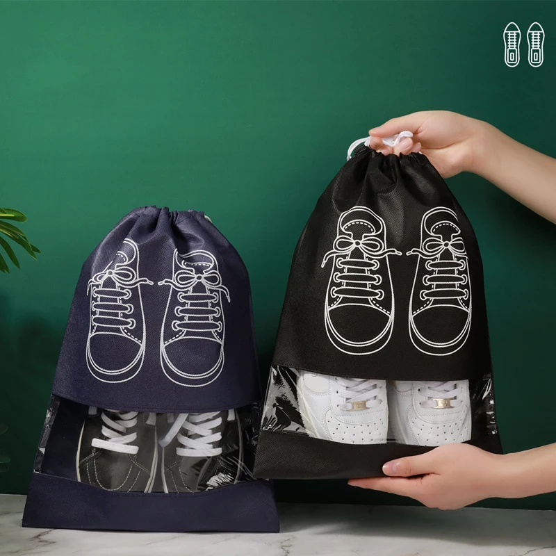 Dust-proof Drawstring Shoes Bag Suitcase Cloth Sock Holder Bag Portable Ziplock Bag Closet Organizer Space-saving Sorting Bag