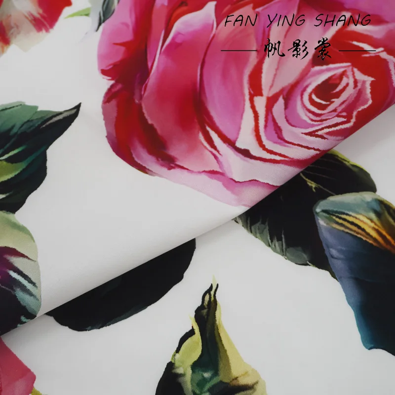 رائجة البيع نسيج القطن الرقمي الوردي الأحمر لفستان قميص تنورة Telas Para Costura Tissus Couture ткан مادة القماش الخياطة #1