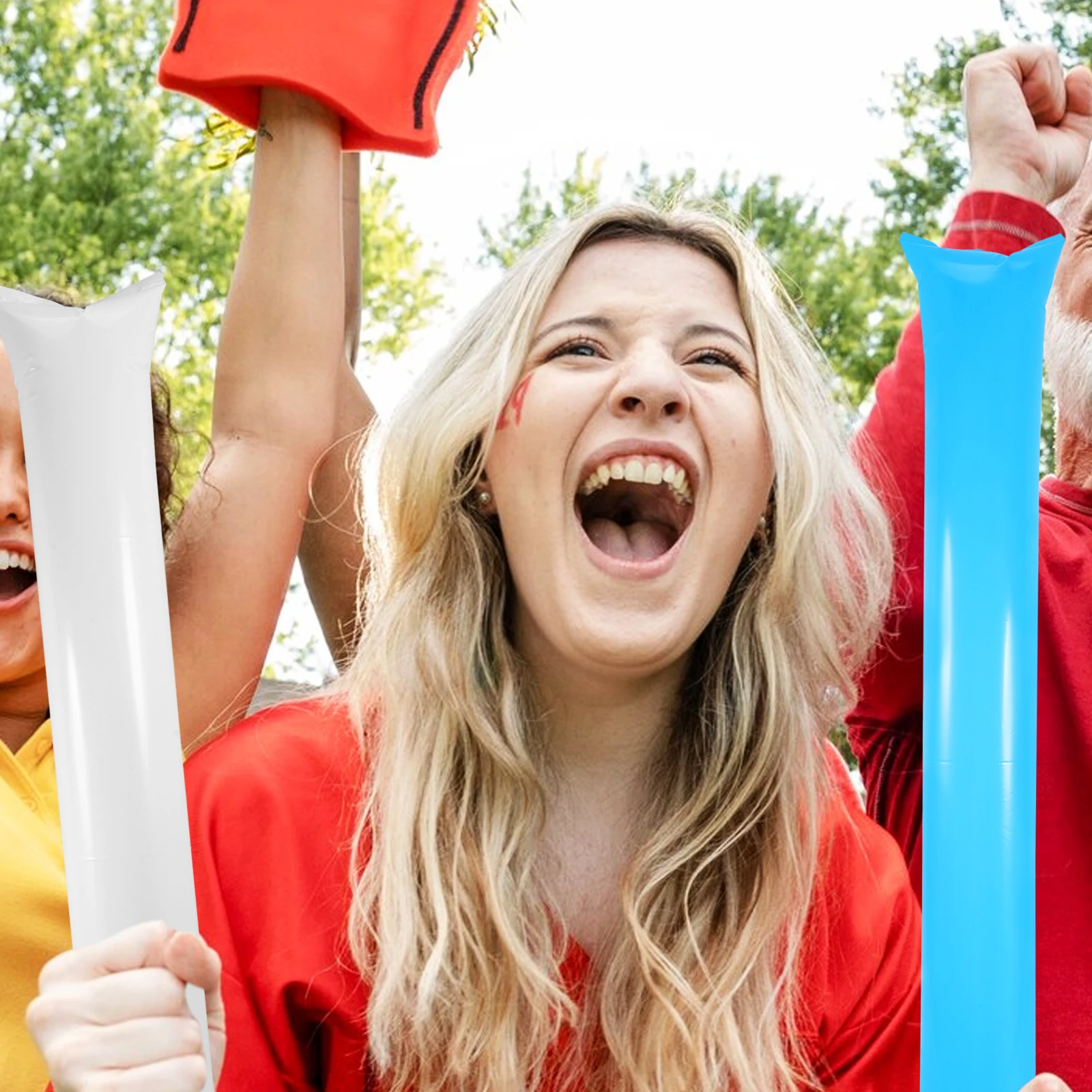 

60 Pcs Inflatable Sticks Cheer Stick Party Favors Red Blue Makers PVC Concert Cheering Props Team Spirit