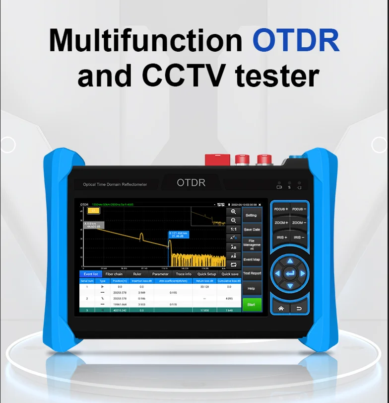 5.4“ IPS Touch Screen 1920*1152 Resolution OTDR & 8K CCTV Tester Combined fiber testing camera testing and cable testing