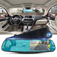 4.3 Inch Car DVR Rearview Mirror Driving Video Recorder Dual Lens Dash Camera 1080P IPS Front and Rear Camera Dash Cam