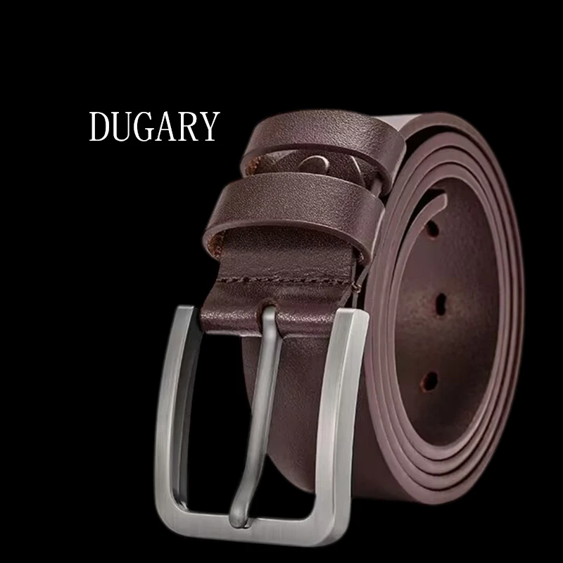 FLEXFIL Men Leather Belt Metal High Quality Business Fashion Classic brand simple Split Leather Waist Strap Jeans Men Belt