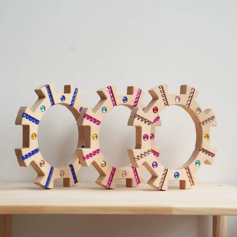 Children's wooden gemstone building blocks, irregular Roman beech wood, unpainted acrylic stacking toys, wholesale from source