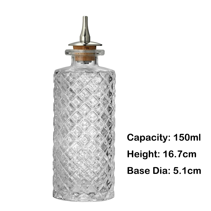 Cocktail Bitters Bottle with Stainless Steel Dasher Top, Professional Bar Accessory, Vintage Bar Tool