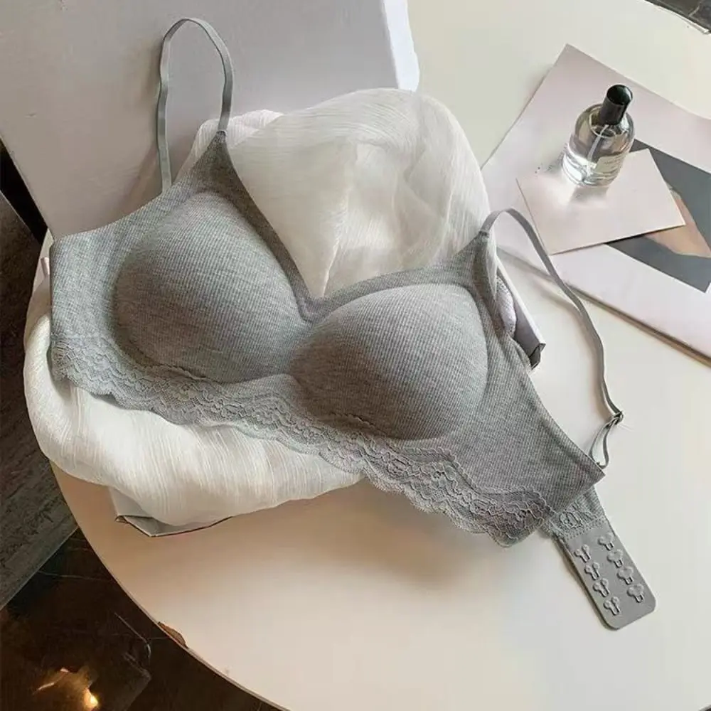 

Милый кружевной беспроводной бюстгальтер с глубоким V-образным вырезом, противоударное противопровисающее нижнее белье для женщин, нижнее белье с эффектом пуш-ап, бесшовный бюстгальтер, подарки
