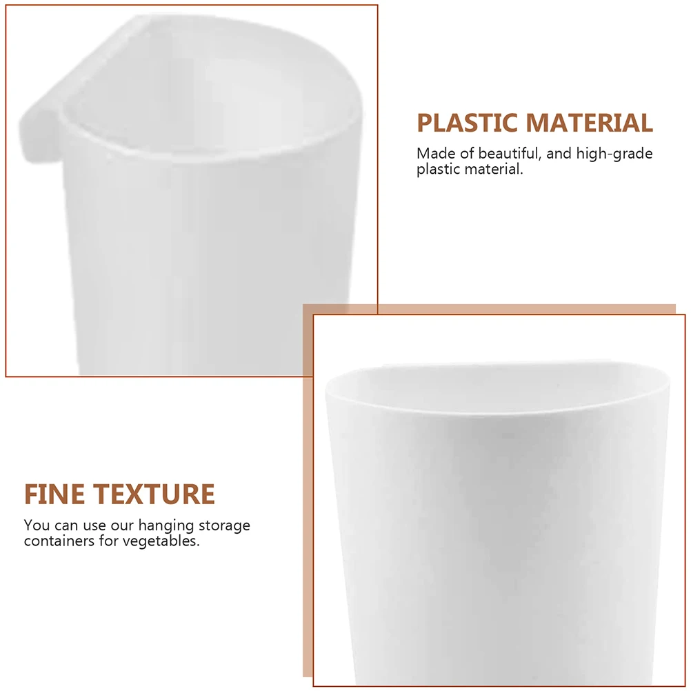 

4pcs White Storage Baskets Hanging Buckets 3.5x6.5x8 Inches Plastic Rolling Cart Accessories Small Trash Can ganizer