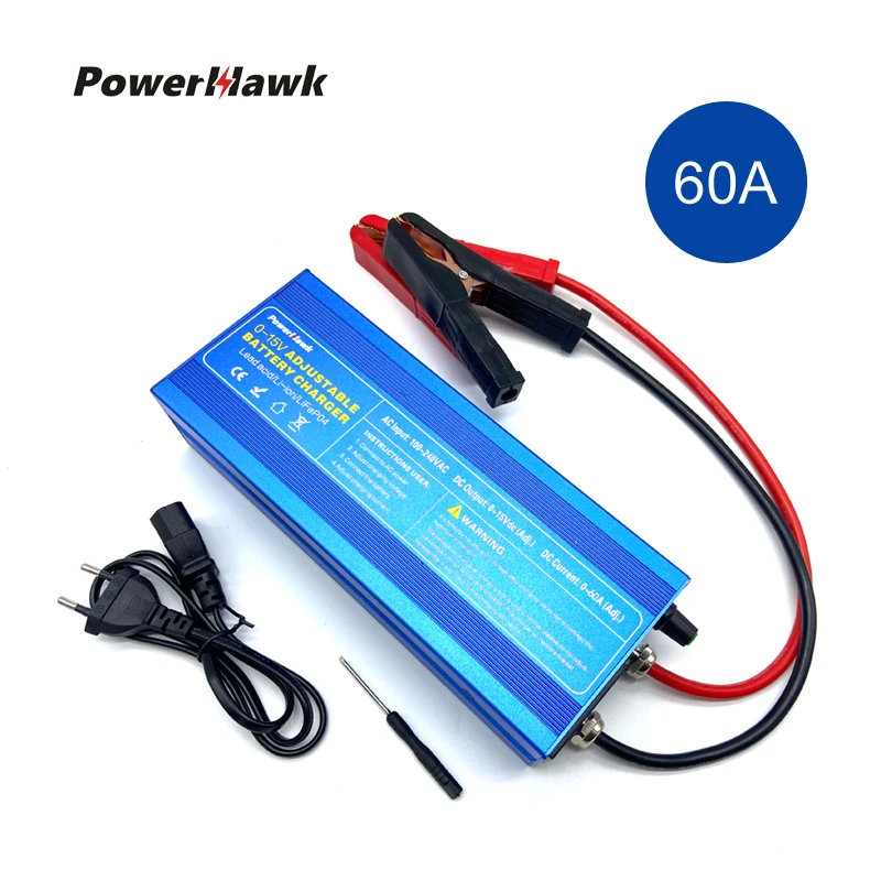 High Current Battery Charger 100A for 12V Lifepo4 Battery 15V Quick Charging Current Voltage Adjustable Charger Clip Anderson