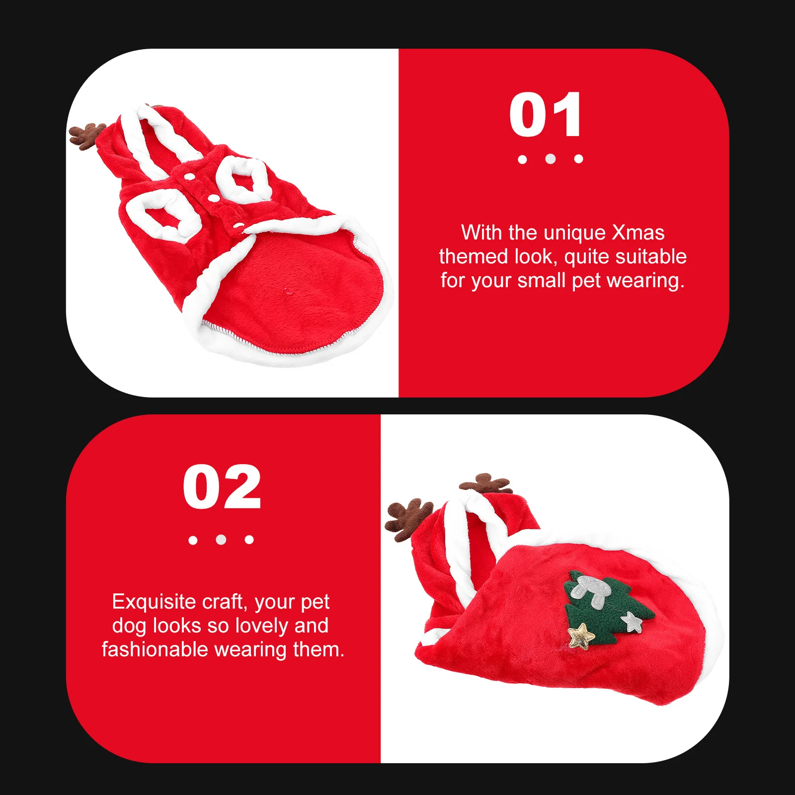

1Pcs Christmas Style Pet Clothing Dog Cat Costume for Holiday Party Soft Flexible Pet Garment Cute Decorative Cosplay Outfit