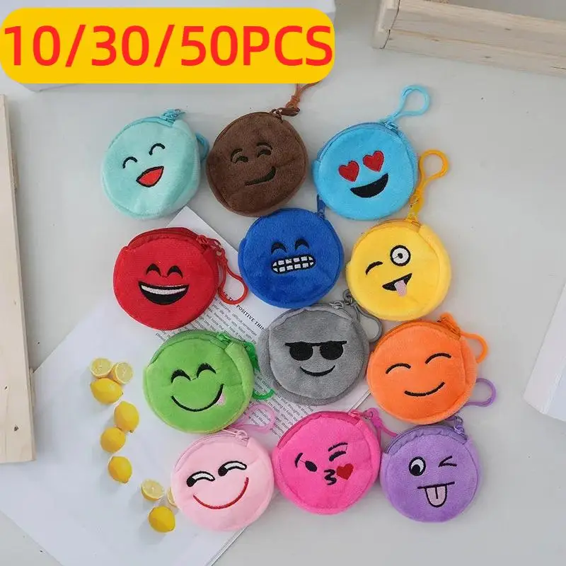 10/30/50PCS round coin purse mixed style and color expression coin purse cartoon embroidery small bag coin purse plush bag