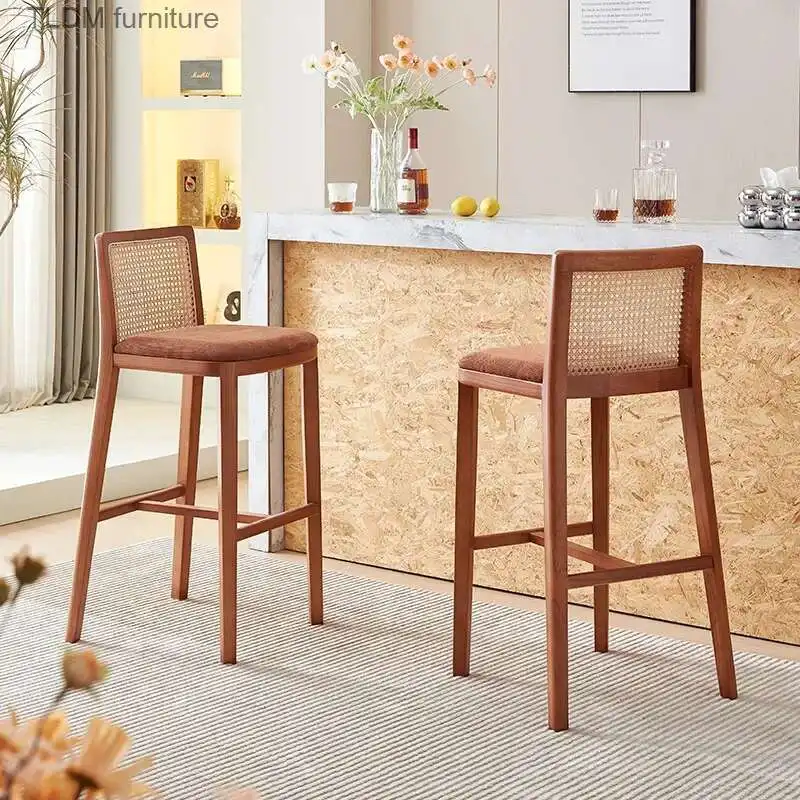 

Обеденный стул для балкона из ротанга, скандинавский кофейный высокий барный стул, туалетный столик, мебель Sillas Para Sala De Estar YX50BY