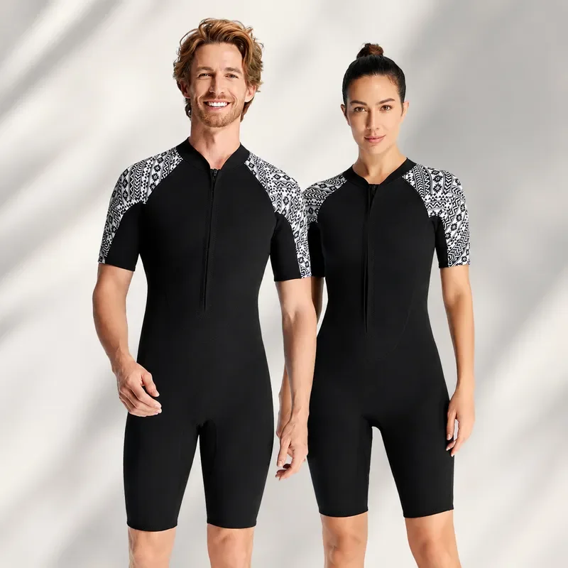 For DIVE SAIL Mens 3MM Short Sleeve One Piece Wetsuit Warm Cold Proof Large Size Snorkeling Swimming Surfing Suit