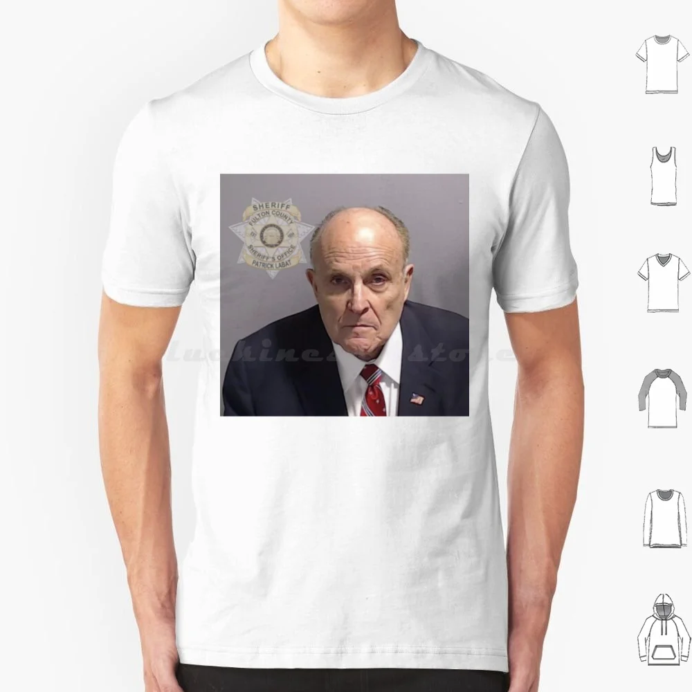 Giuliani Mugshot Aka America’s Mayor In Jail T Shirt Cotton Men Women DIY Print Rudy Giuliani Trump Election Jail Mugshot News