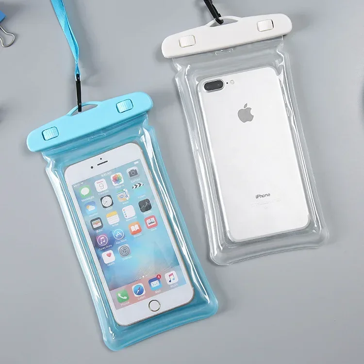 

10pcs Thickened PVC mobile phone waterproof bag, with airbag swimming rafting waterproof case transparent waterproof bag