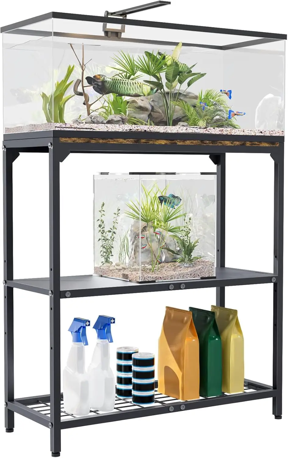 

30 Gallon Aquarium Stand with Adjustable 3-Tier Storage Shelf, Heavy Duty Reptile Tank Rack Table for Home Office