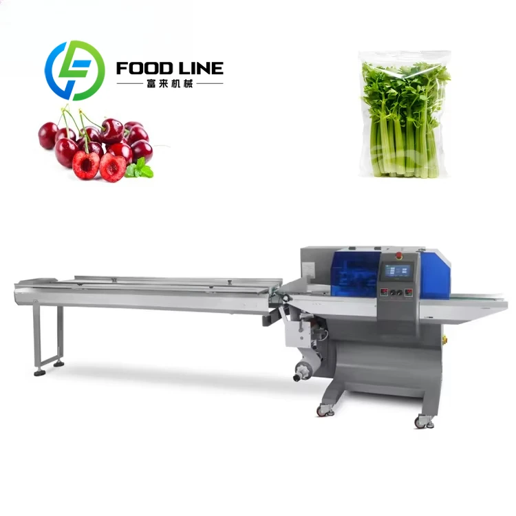 Vegetable Bread Cake Pillow Packing Machine Flexible Flow Wrapper For Different Shaped Fresh Food And Bakery Items