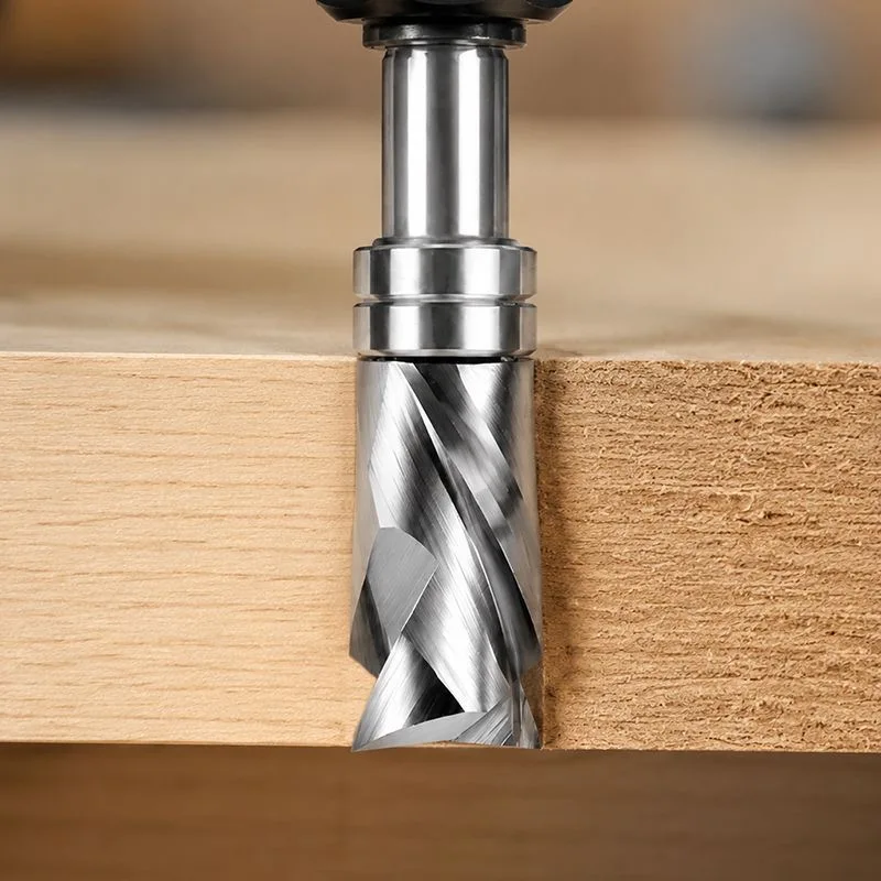 1/2" Shank Solid Carbide Compression Flush Trim Router Bits Shank Bearing for Wood Template Pattern Trimming