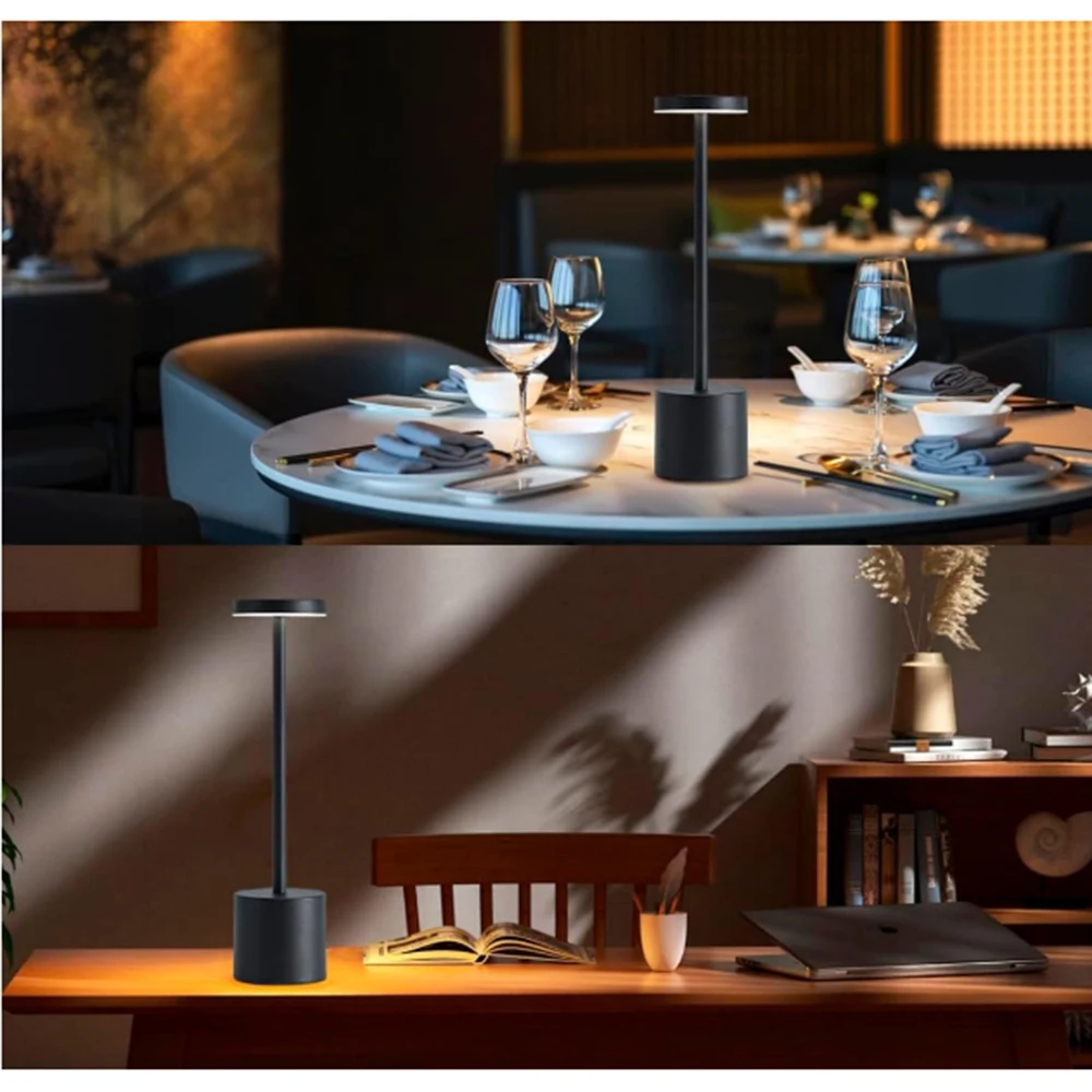 مصابيح طاولة LED محمولة تعمل باللمس اللاسلكي، مصباح مكتبي قابل لإعادة الشحن، 3 ألوان قابلة للتعديل بجانب السرير، ضوء محيط إبداعي لديكور الغرفة #2