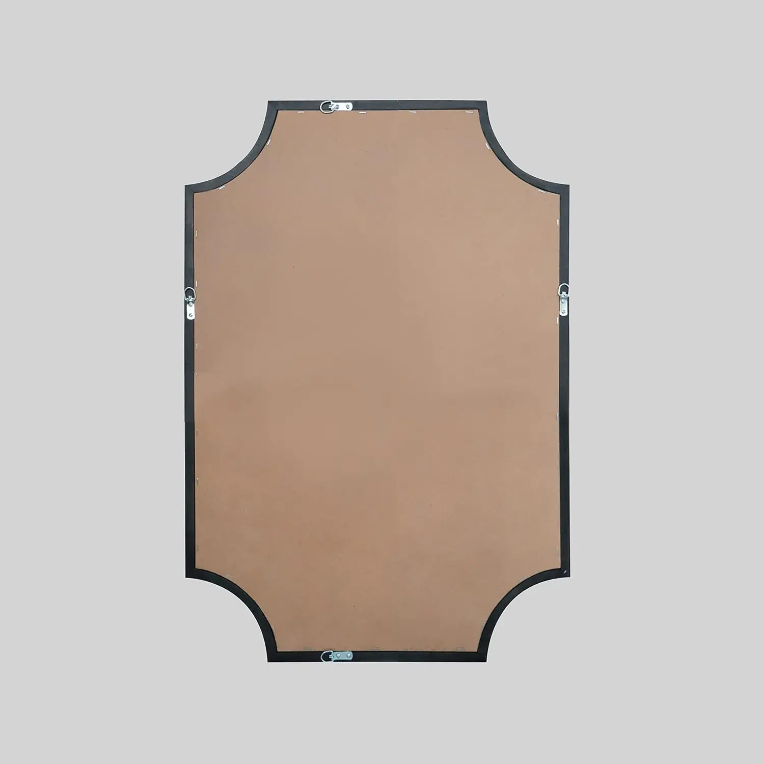 Sculpted Corners Arched Rectangle Wall Mirror with Wooden Frame for Home Entryway, Living Room, and Bedroom Decor