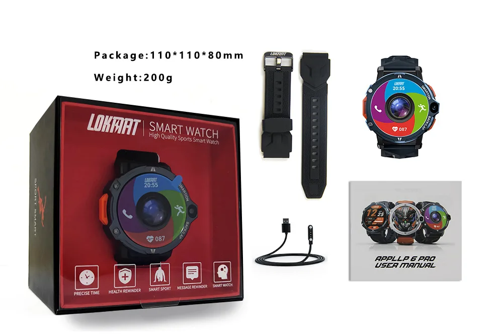 Smart watch 2024 Lokmat new appllp 6 pro 1.54inch Android GPS sports long battery life big memory sim card smart watch