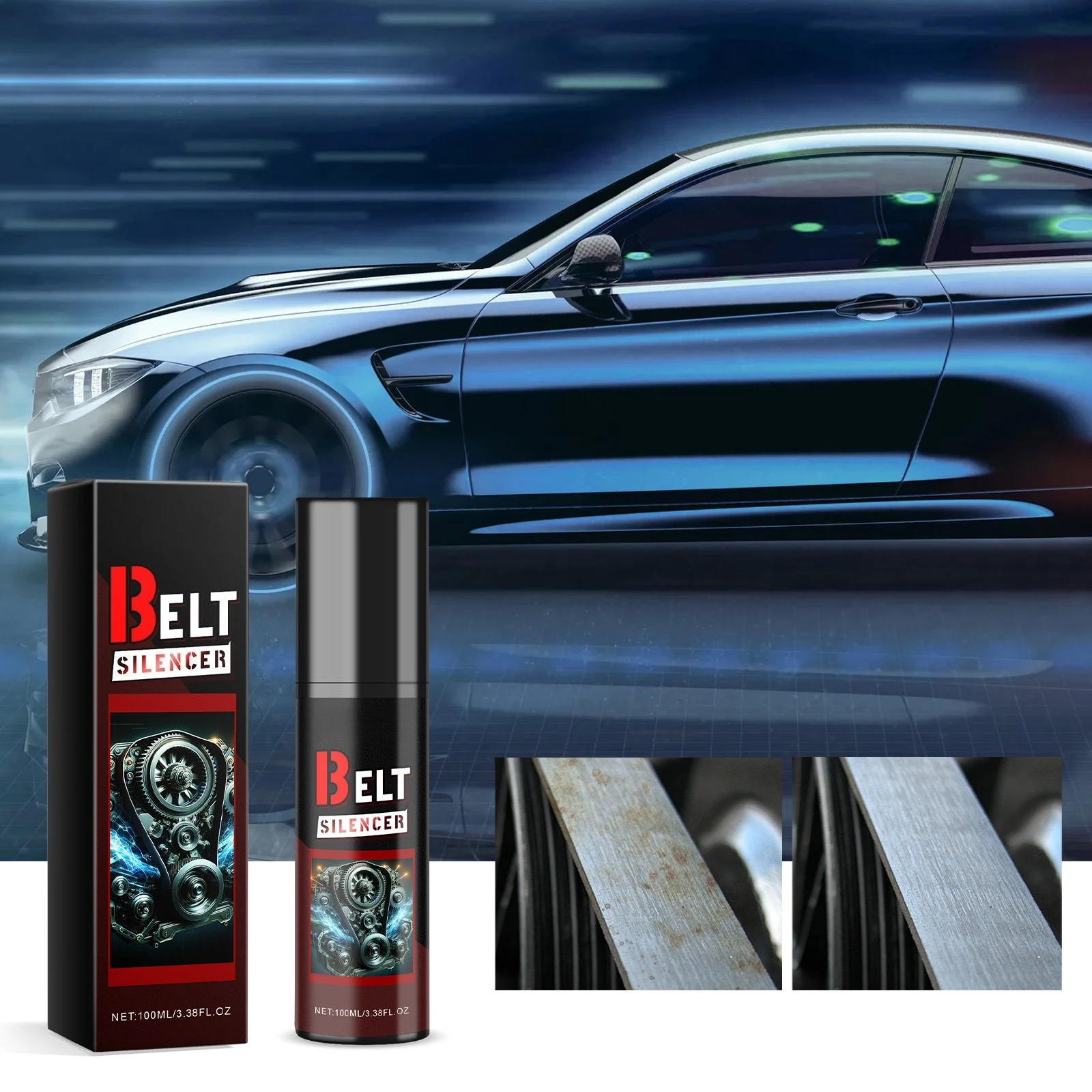 Engine Belt Silencers 100ml Car Belt Noise Spray Prolongs Belt Life Spray-On Dressing Noise Lubrication Protection Friction
