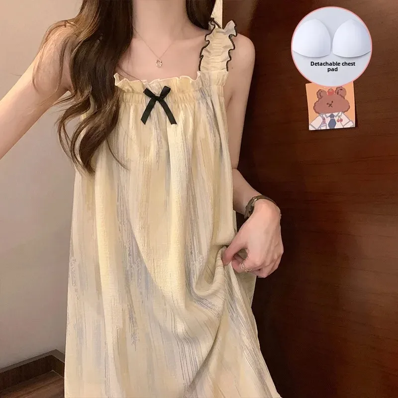 Sexytank 女性の寝間着夏スタイルノースリーブ胸パッド付きホーム服アウタートレンディ 2024 新着 1