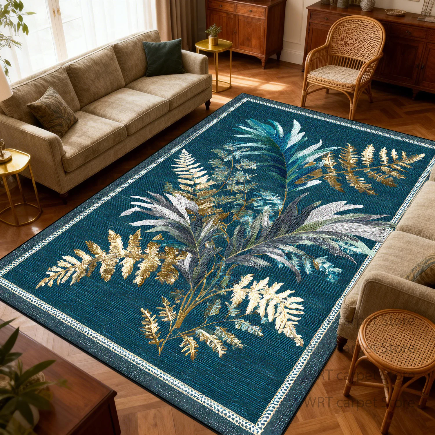 Light Luxury Plant Style Living Room Carpet Bedroom Lounge Large Area Decoration Rugs Home Non-slip Washable Door Mat Outdoor