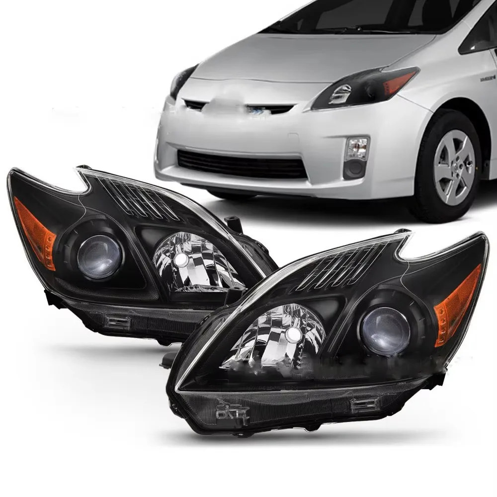 A Pair Car Headlight For Toyota Prius 30 ZVW30 Headlamp Black