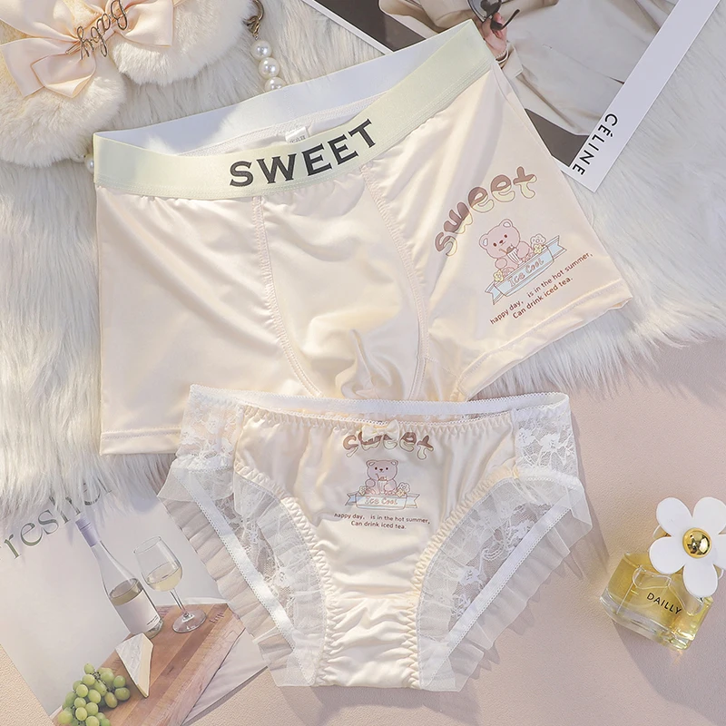 Lover Underwear Lolita Sexy Pure Desire Cute Cartoon Couple Underwear Sweet Panties Set Low Waisted Triangle Pants