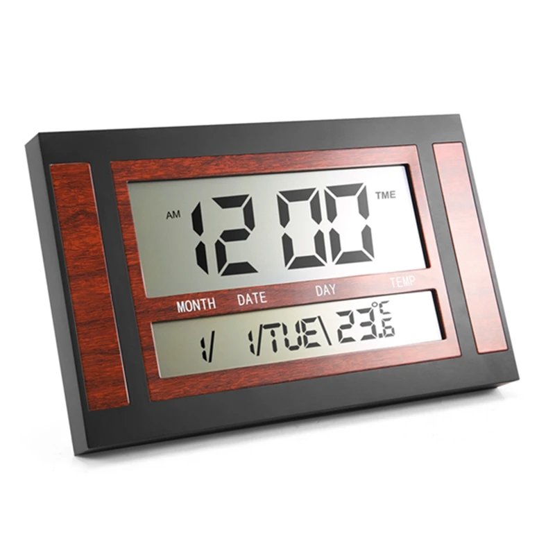 Digital Wall Clock LCD Large Number Time Temperature Calendar Alarm Table Desk Clock Modern Design Office Home