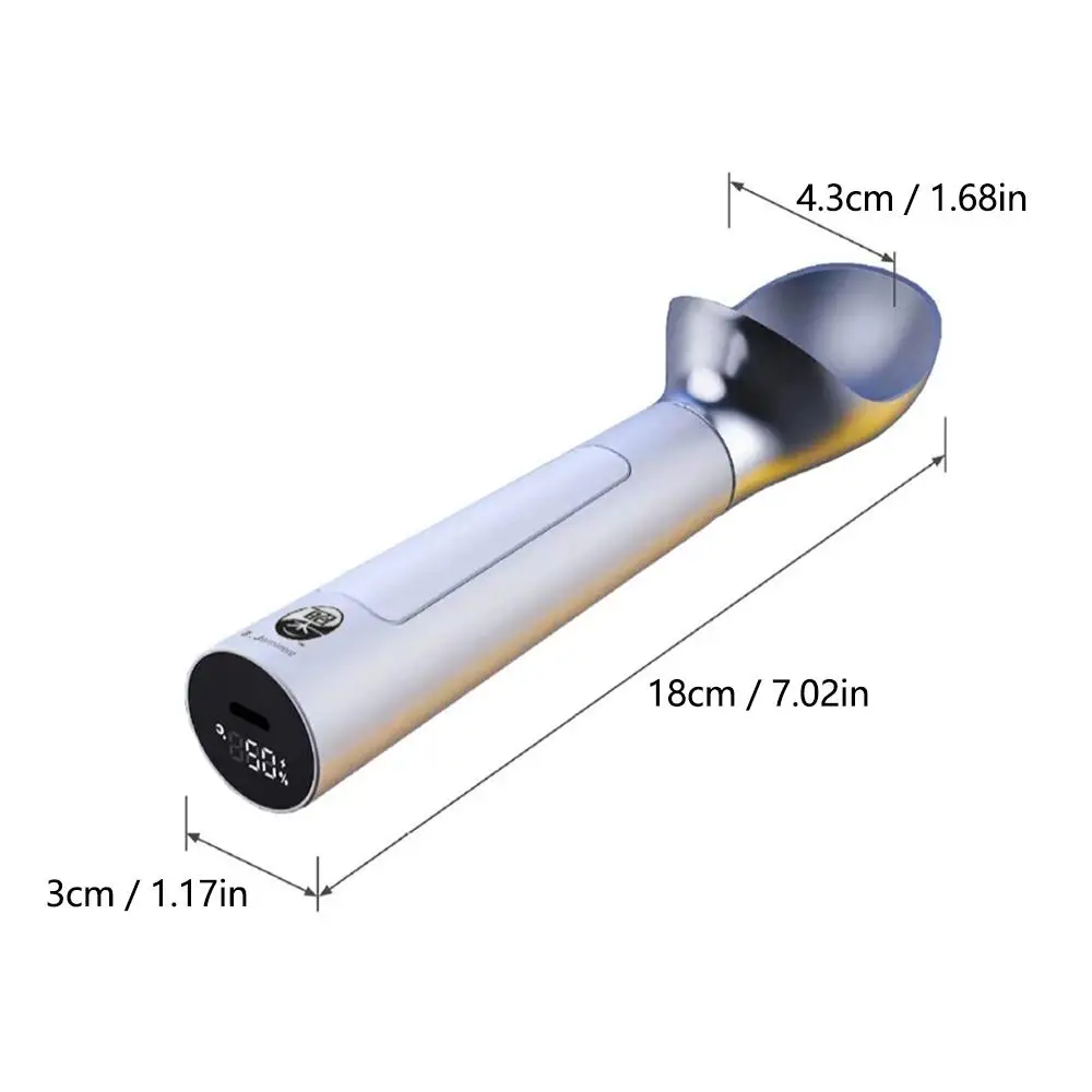 Rechargeable With LED Display Easy Scooping Perfect Gift For Ice Cream Lovers Kitchen Electric Ice Cream Scoop Heated Spoon