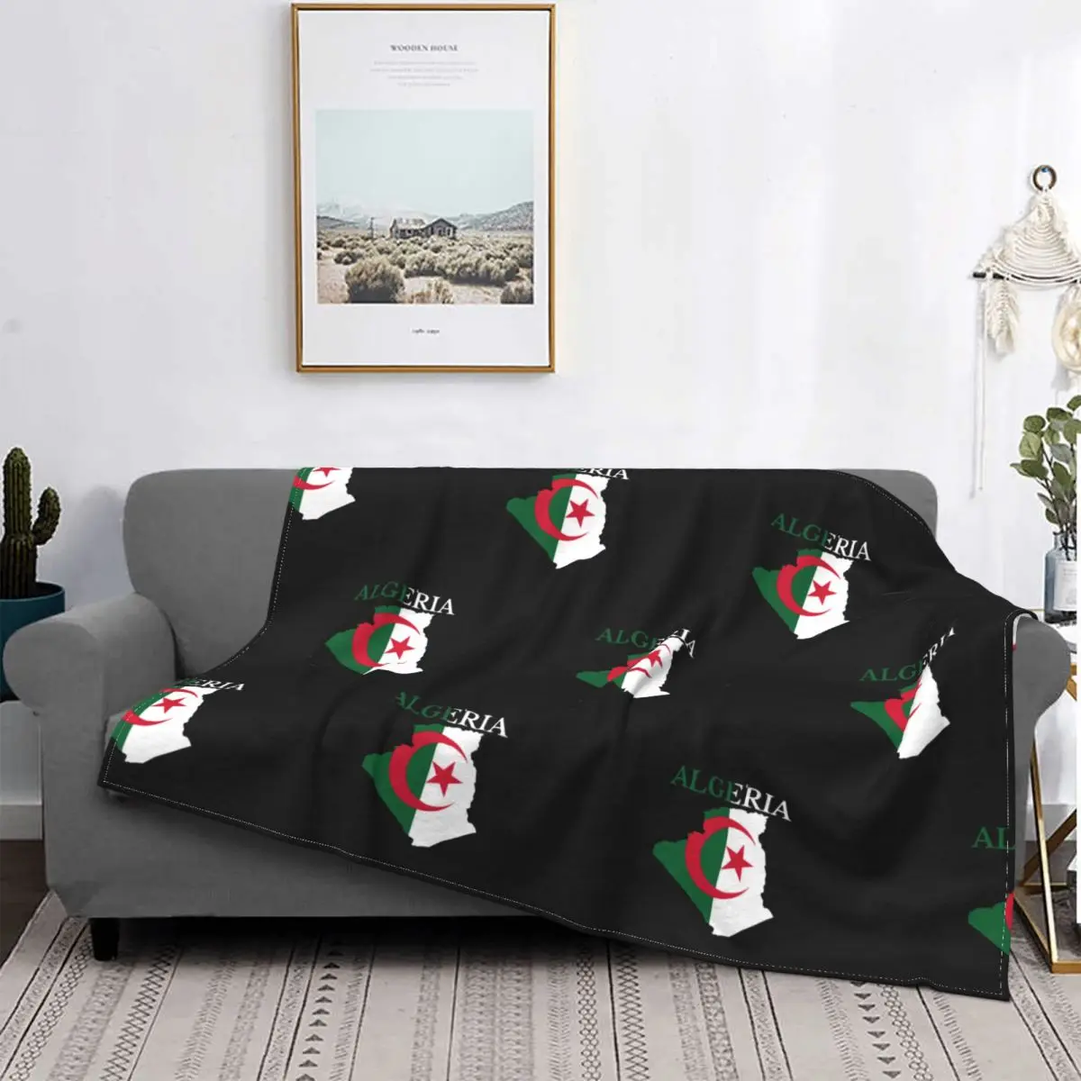 Algeria Flag Map Blankets Coral Fleece Plush Summer Algerian Heart Portable Ultra-Soft Throw Blankets for Sofa Office Bedspreads