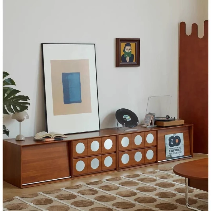 

Solid wood combination TV cabinet retro storage locker integrated French floor combination